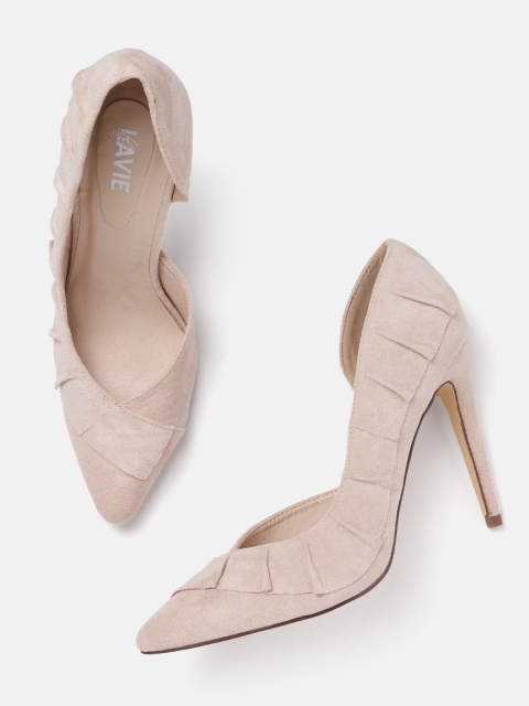 

Lavie Women Beige Solid Pumps with Ruffle Detail