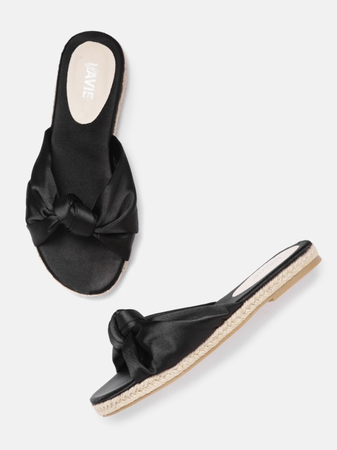 

Lavie Women Black Solid Knot Detail Open Toe Flats