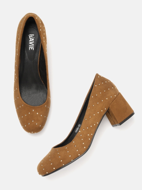 

Lavie Women Brown & Silver Toned Embellished Pumps