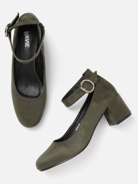 

Lavie Women Olive Green Solid Pumps