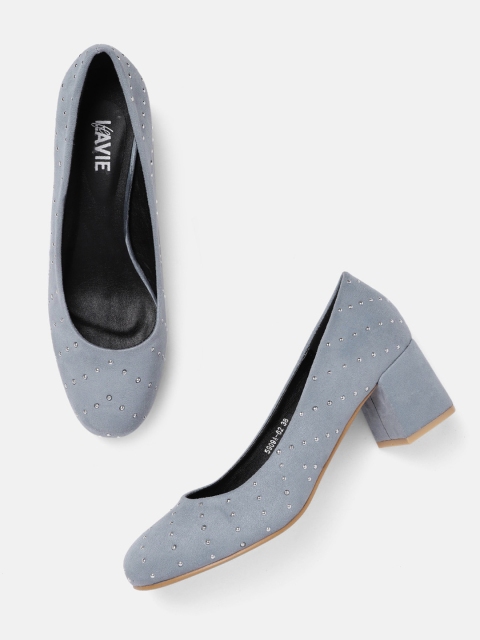 

Lavie Women Blue & Silver-Toned Embellished Pumps