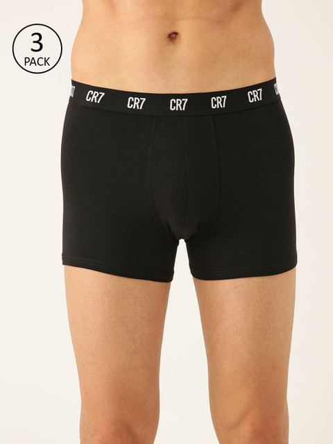 

CR7 Cristiano Ronaldo Men Pack of 3 Solid Trunks 8100-49-9000, Black