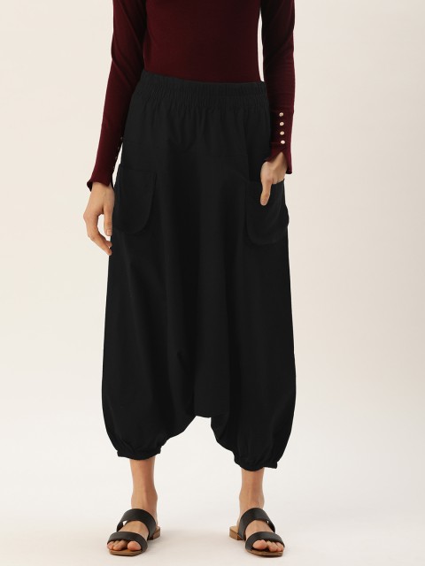 

MERAKI Women Black Loose Fit Solid Sustainable Harem Trousers