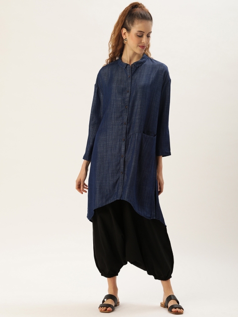 

MERAKI Women Navy Blue Regular Fit Solid Casual Shirt