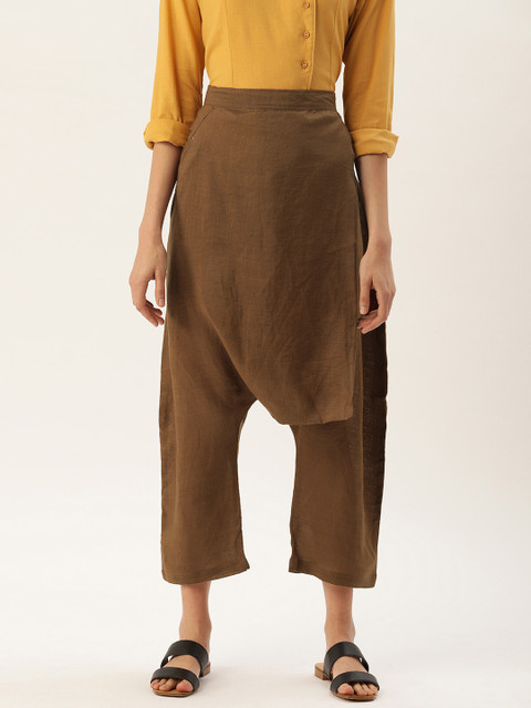 

MERAKI Women Brown Loose Fit Solid Sustainable Cropped Trousers