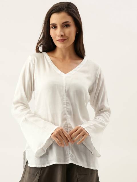 

MERAKI Women White Solid Sustainable Top