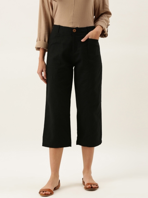 

MERAKI Women Black Straight Fit Solid Sustainable Culottes