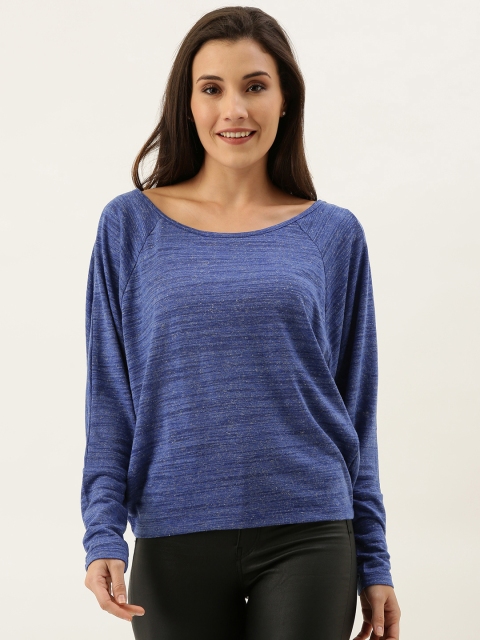 

MERAKI Women Blue Melange Boxy Sustainable Top