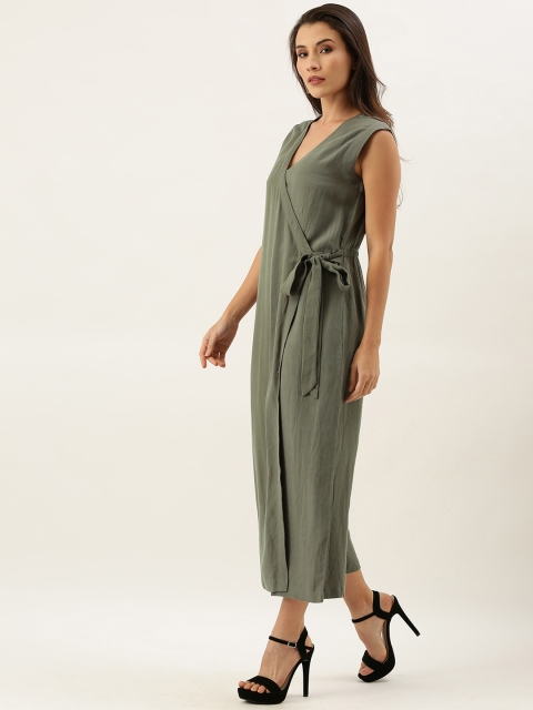 

MERAKI Women Olive Green Solid Sustainable Culotte Jumpsuit