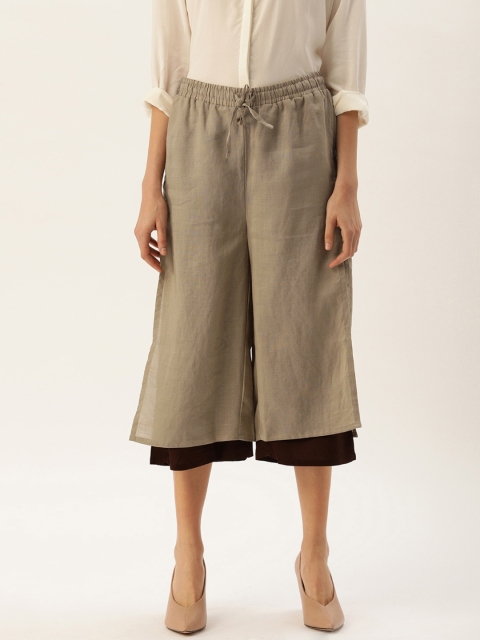 

MERAKI Women Beige Straight Fit Solid Sustainable Culottes