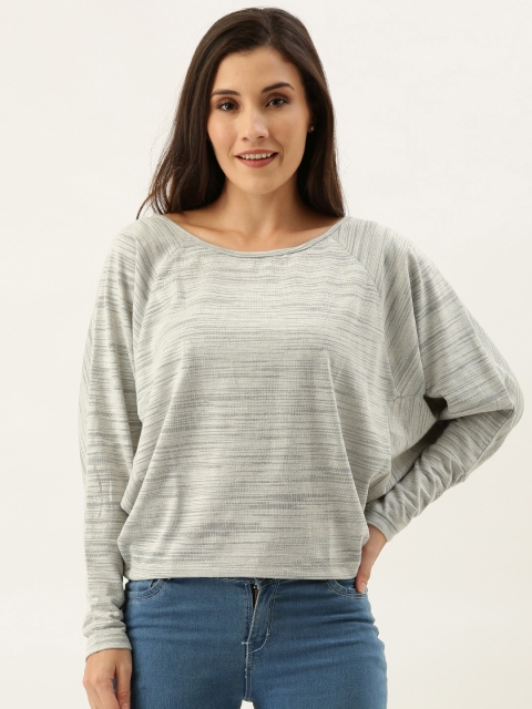 

MERAKI Women Grey Melange Linen Sustainable Boxy Top