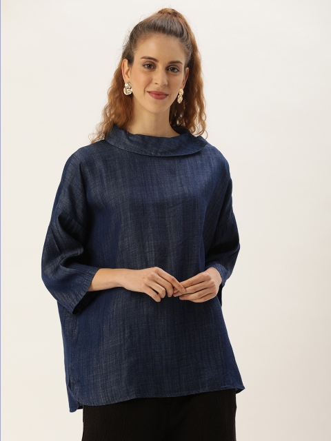 

MERAKI Women Blue Solid Shirt Style Sustainable Top