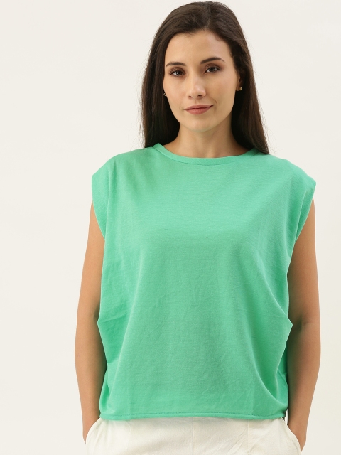 

MERAKI Women Sea Green Solid Sustainable Top