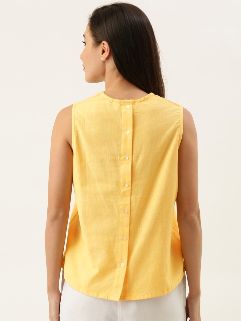 

MERAKI Women Yellow Solid Sustainable Top
