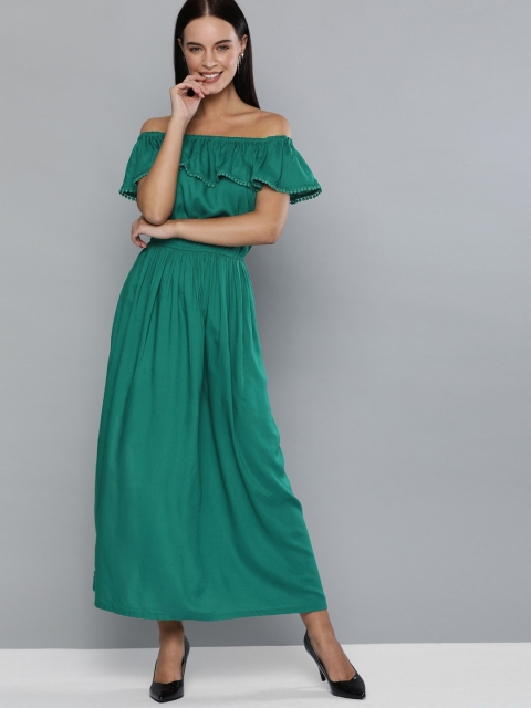 

HERE&NOW Women Green Solid Maxi Dress