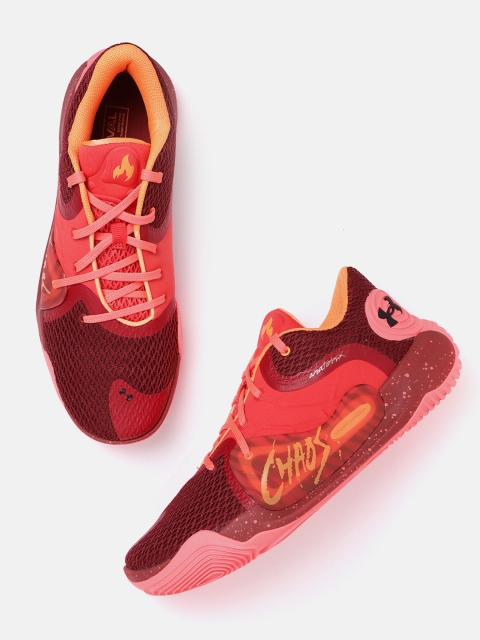 

UNDER ARMOUR Men Burgundy & Coral Pink Anatomix Spawn 2 Basketball Shoes