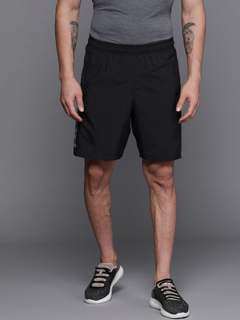 

UNDER ARMOUR Men Black Loose Fit Woven Graphic Wordmark Solid Sports Shorts