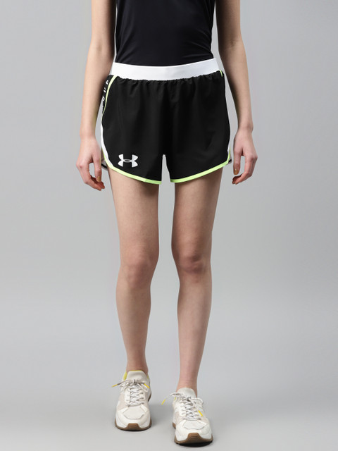 

UNDER ARMOUR Women Black Solid Loose Fit Fly-By 2.0 Wordmark Sports Shorts