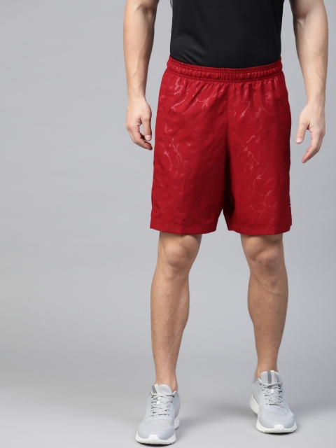 

UNDER ARMOUR Men Red Graphic Print Woven Emboss Training Shorts