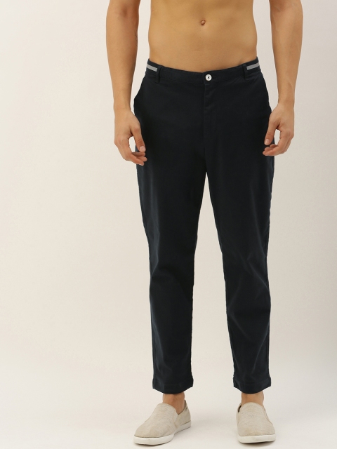 

Flying Machine Men Navy Blue Slim Fit Striped Regular Trousers