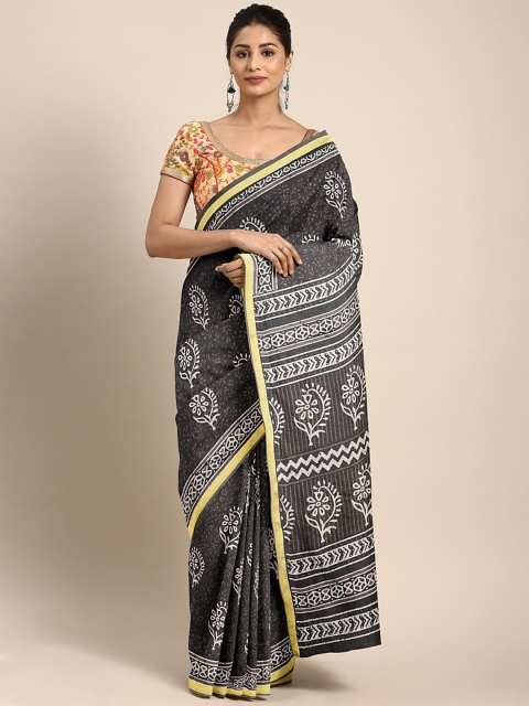 

aamna Grey & Beige Pure Cotton Printed Bagru Saree