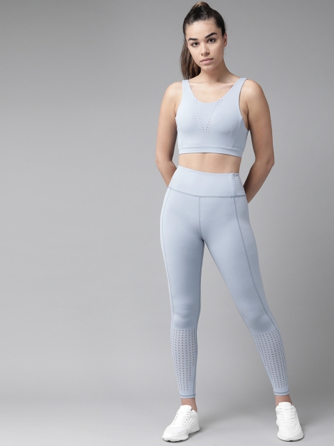 

VOXATI Women Blue Solid Sports Bra & Tights Training Set