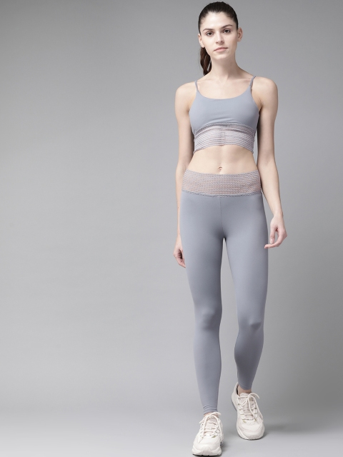 

VOXATI Women Blue Solid Sports Bra & Tights Training Set