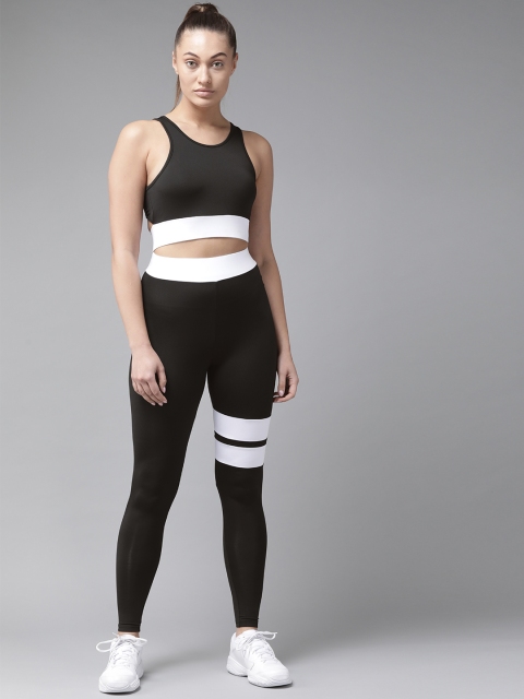 

VOXATI Women Black Solid Sports Bra & Tights Gym Yoga Training Set