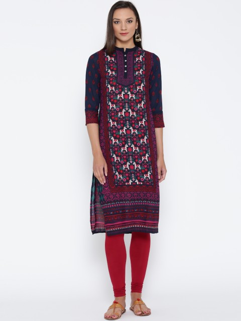 

Vishudh Navy & Red Printed Kurta, Navy blue