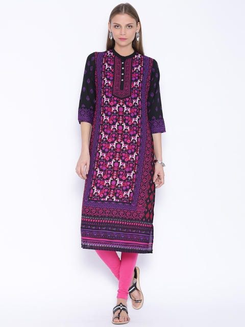 

Vishudh Black & Pink Printed Kurta