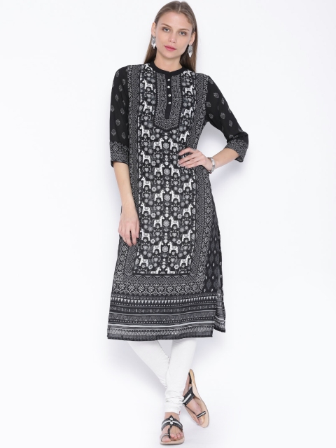 

Vishudh Black Printed Kurta