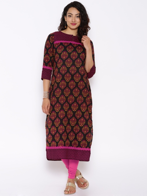 

Vishudh Black & Pink Printed Kurta