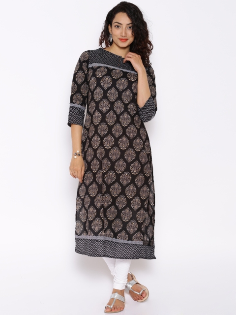 

Vishudh Black & Grey Printed Kurta