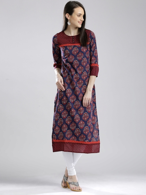 

Vishudh Navy & Red Printed Kurta, Navy blue