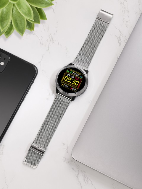 

OPTA Unisex Silver-Toned Bluetooth Fitness Watch SB-138
