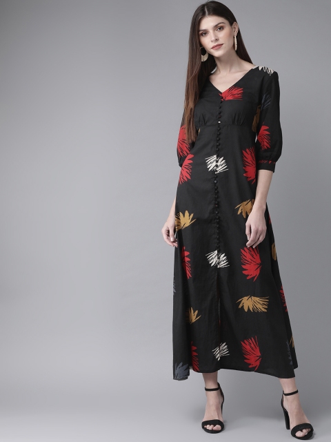 

AKS Women Black & Red Printed Maxi Dress