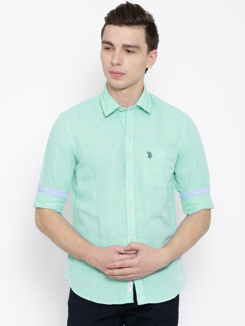

U.S. Polo Assn. Green Linen Tailored Fit Casual Shirt