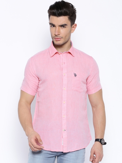

U.S. Polo Assn. Pink Tailored Fit Linen Casual Shirt