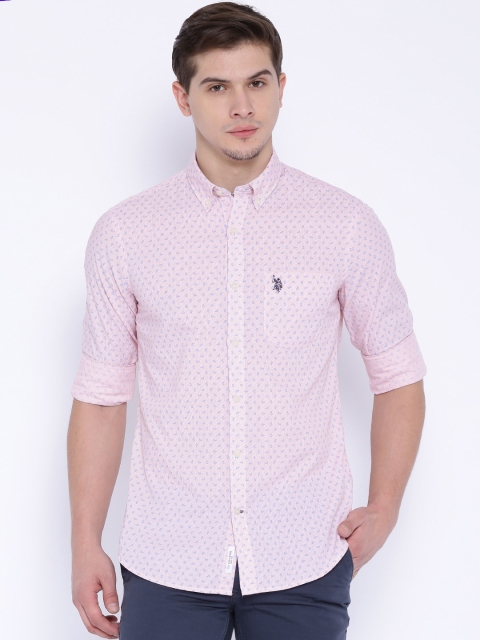 

U.S. Polo Assn. Pink Printed Tailored Fit Casual Shirt