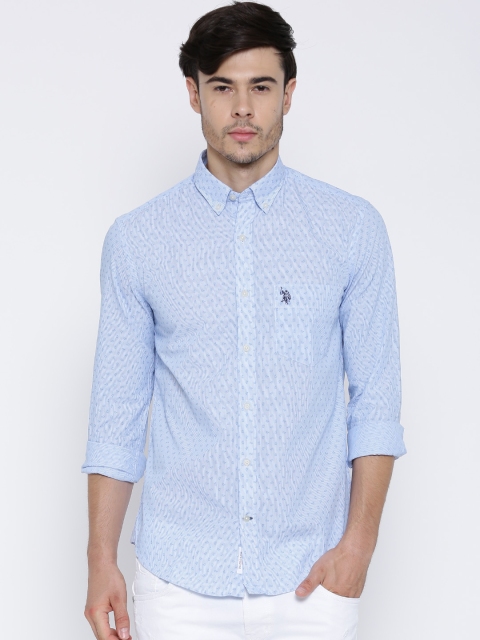 

U.S. Polo Assn. Blue Printed Tailored Fit Casual Shirt