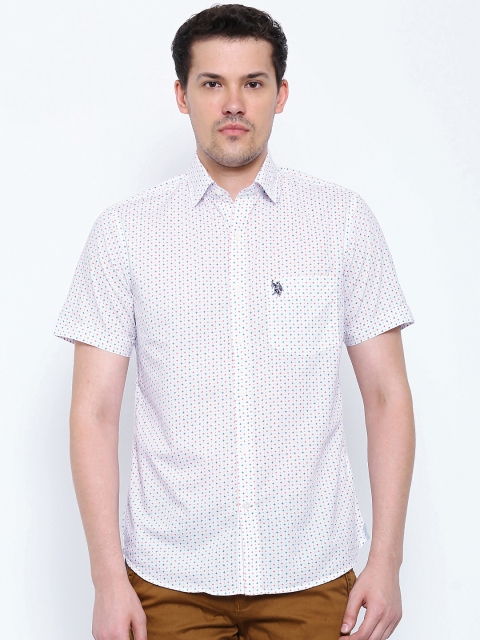 

U.S. Polo Assn. White Printed Tailored Fit Casual Shirt