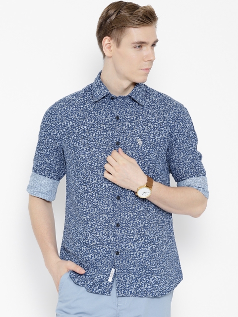 

U.S. Polo Assn. Blue Floral Print Linen Casual Shirt