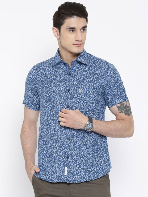 

U.S. Polo Assn. Blue Printed Tailored Linen Casual Shirt