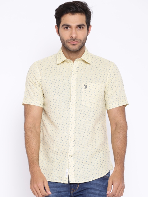 

U.S. Polo Assn. Yellow Printed Linen Tailored Fit Shirt