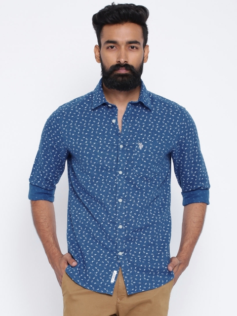 

U.S. Polo Assn. Blue Printed Tailored Linen Casual Shirt