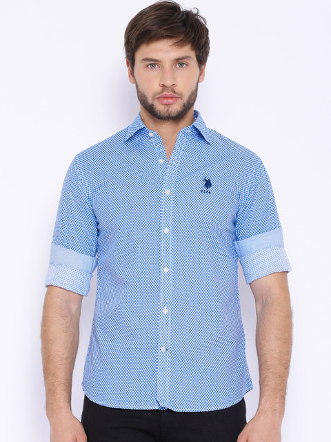

U.S. Polo Assn. Blue Printed Tailored Fit Casual Shirt
