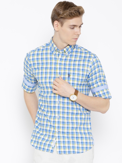 

U.S. Polo Assn. Blue Checked Tailored Fit Casual Shirt