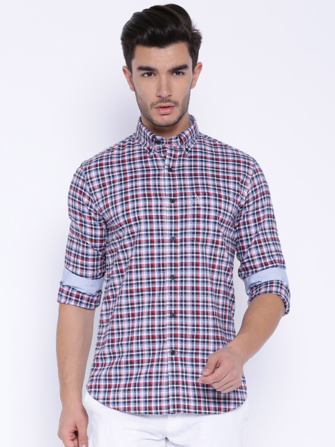 

U.S. Polo Assn. Red & Blue Checked Tailored Fit Casual Shirt