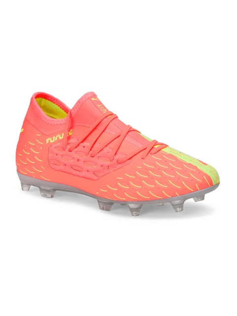 

Puma Men Peach-Coloured & Lime Green Future 5.3 Netfit Osg Fg/Ag Football Shoes