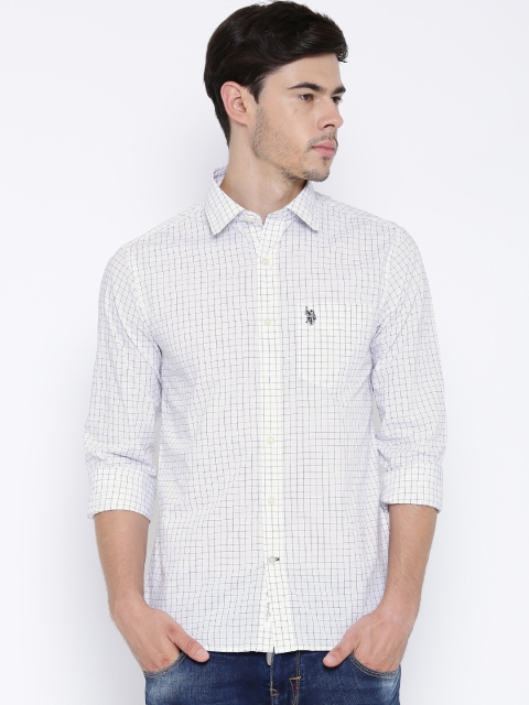 

U.S. Polo Assn. White & Black Checked Tailored Fit Casual Shirt